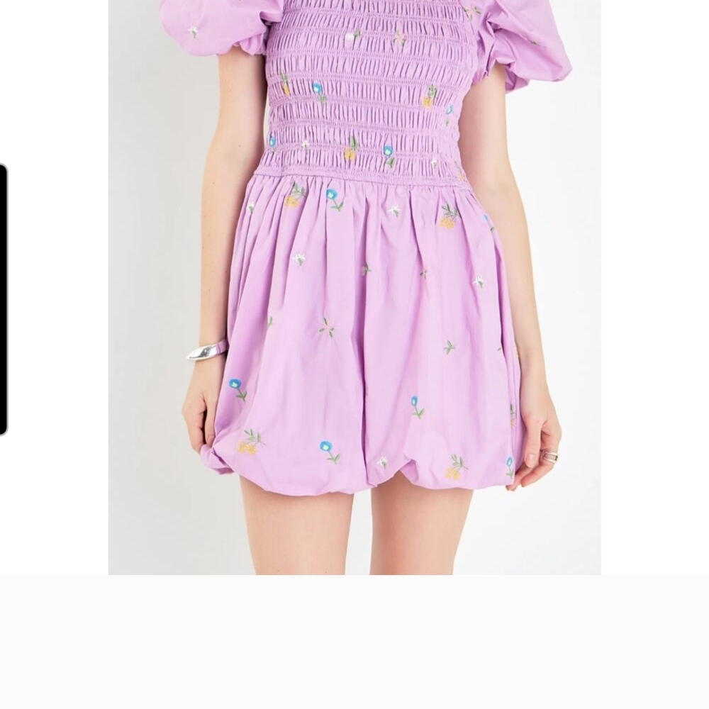 English Factory Lilac Puff Sleeve Dress